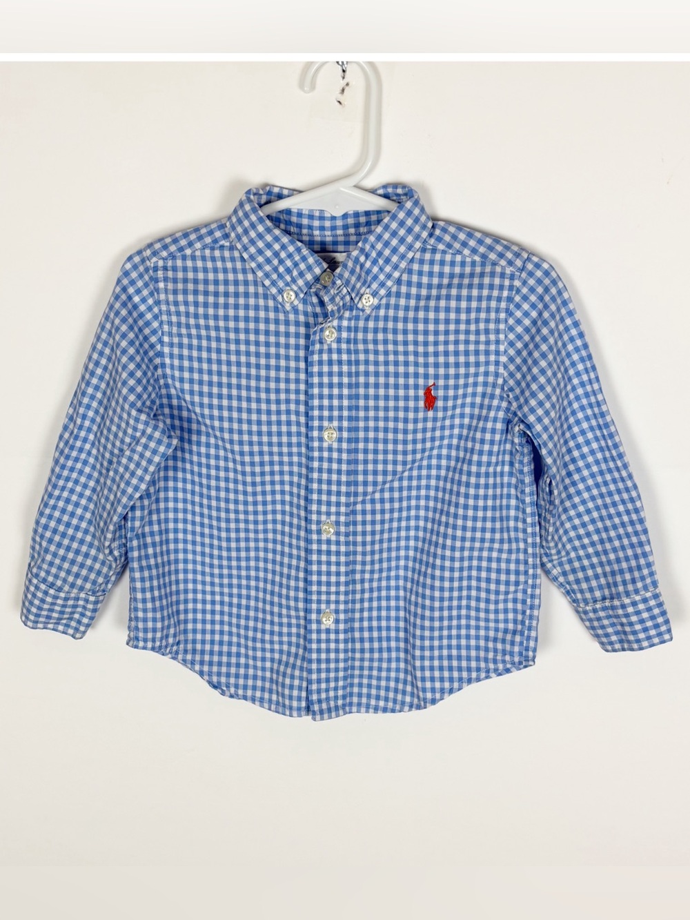 Ralph Lauren Button Down Shirt Toddler Size 24 Month Blue White Check Preppy